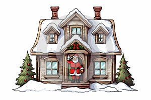 christmas house exterior, christmas decorations, winter desktop background, christmas card