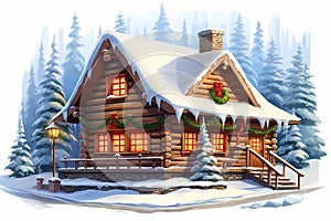 christmas house exterior, christmas decorations, winter desktop background, christmas card