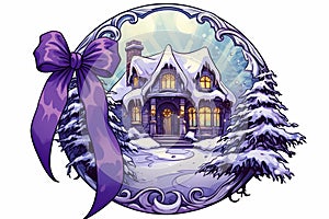 christmas house exterior, christmas decorations, winter desktop background, christmas card