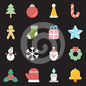 Christmas icon for decoration. Season greeting flat design ornaments