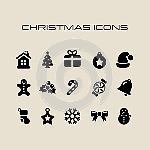 Christmas icon set simple flat style Christmas symbols