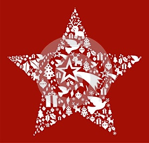 Christmas icon set in star shape