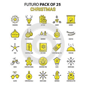 Christmas Icon Set. Yellow Futuro Latest Design icon Pack