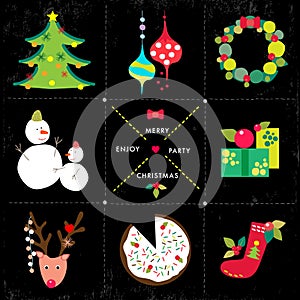 Christmas icon vector element Sticker Holiday decoration