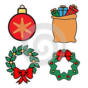 Christmas Icon, Winter Set. Vector Illustration In Flat Design
