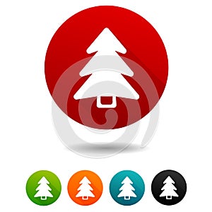 Christmas icons. Christmas tree signs. Holiday symbol. Vector Circle web buttons.