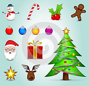 Christmas icons colorful concept