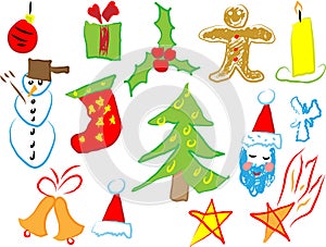 Christmas icons draw by a child