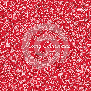 Christmas Icons Seamless Pattern. Happy Winter Holiday Wallpaper
