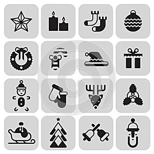 Christmas icons set black