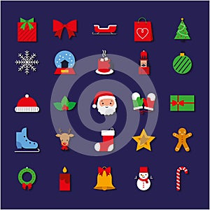 Christmas icons set colorful. vector illustration