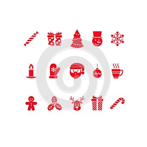 Christmas icons set. Flat design. Vector illustration