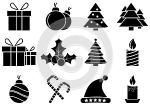 Christmas icons set. Holidays graphics. Set of winter related vector flat icons. Premium linear symbols pack. Web symbols for