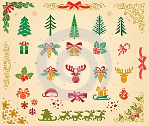Christmas Icons Set on Parchment