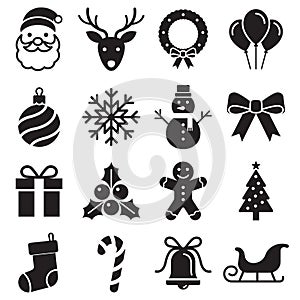 Christmas icons set. Vector illustrations.