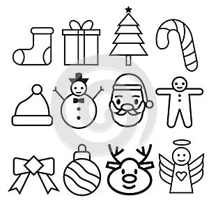 Christmas icons set. Vector illustrations.