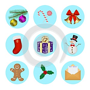 Christmas icons set. Vector illustrations.