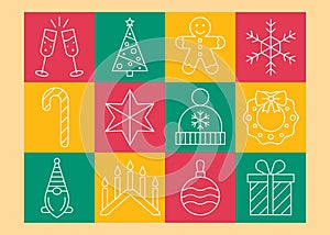 Christmas icons set. Vector illustrations.