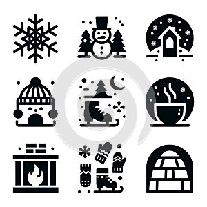 Christmas icons set. Vector illustrations
