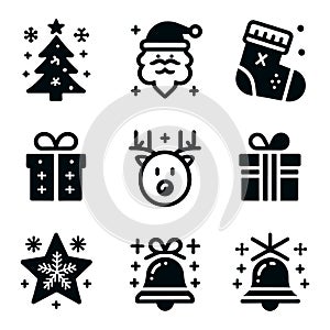 Christmas icons set. Vector illustrations