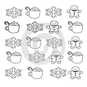 Christmas icons set. Vector illustrations.