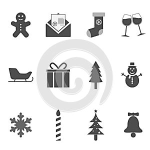 Christmas icons set. Vector illustrations. Flat design.