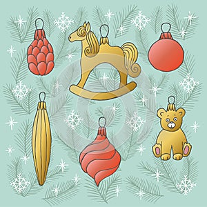 Christmas icons, sketch drawing for your design