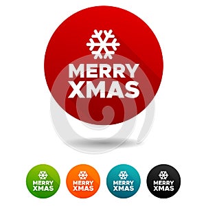 Christmas icons. Snowflake signs. Merry Christmas symbol. Vector Circle web buttons.