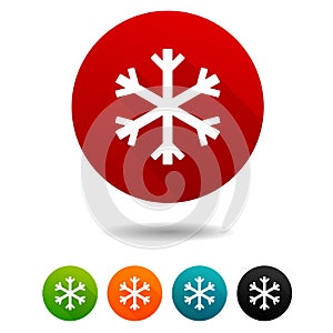 Christmas icons. Snowflake signs. Snow symbol. Circle web buttons