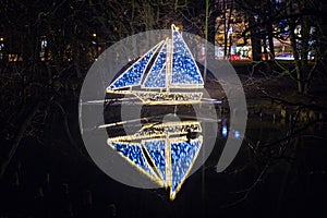 Christmas illumination at city park of Gdansk, Poland