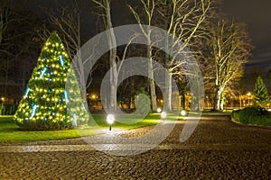 Christmas illumination at city park of Gdansk, Poland