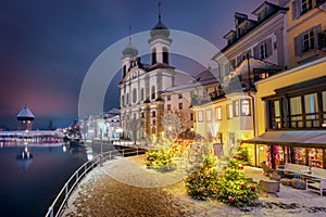 Christmas illumination in Lucerne city, Switzerland