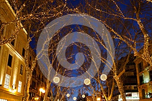 Christmas illumination on Passeig del Born street