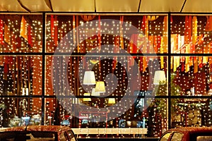 Christmas illumination of restaurant window