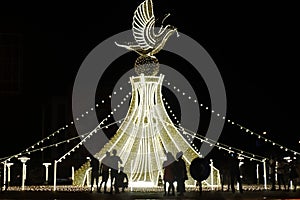 Christmas illumination on the roundabout in Lome, Togo