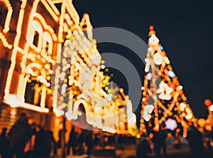 Christmas illuminations and decorations of Christmas and New Year in Moscow, Russia. Red Square