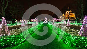 Christmas illuminations in the park in Wilanow