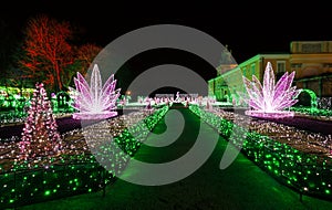 Christmas illuminations in the park in Wilanow