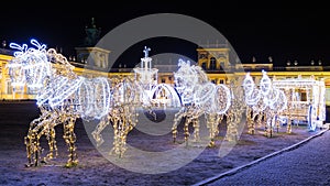 Christmas illuminations in the park in Wilanow