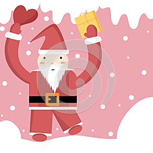 Christmas illustration Cartoon gift box Olaf snow and Santa Claus send gifts