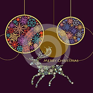Christmas illustration, colorful snowflakes