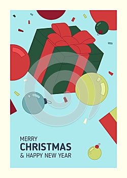 Christmas Illustration flat vector template, and greeting card