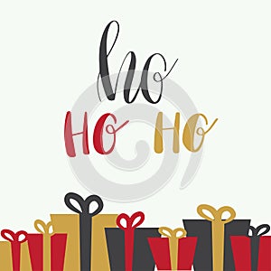 Christmas illustration with hohoho lettering
