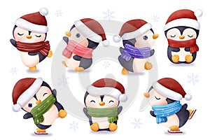 Christmas Illustration with penguins