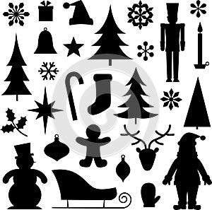 Christmas Illustrations Black Silhouettes