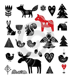 Christmas illustrations in Scandinavian style