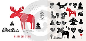 Christmas illustrations, in Scandinavian style