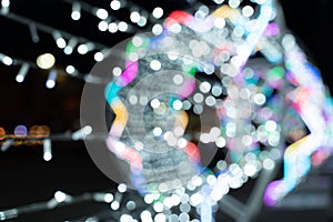 Christmas ilumination bokeh gights in the city