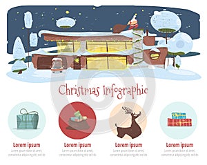 Christmas Infographics Cartoon Vector Banner