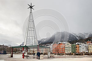 The christmas installation with swarowski crystals in Innsbruck